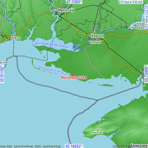 Topographic map of Novofedorivka