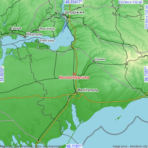 Topographic map of Novobohdanivka