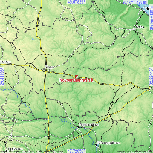 Topographic map of Novoarkhanhel’s’k