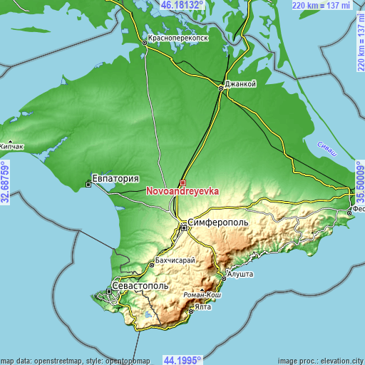 Topographic map of Novoandreyevka