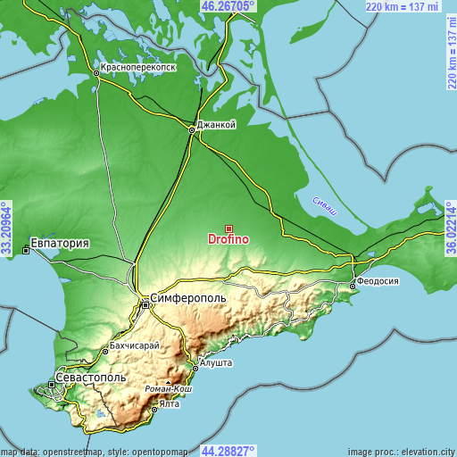 Topographic map of Drofino