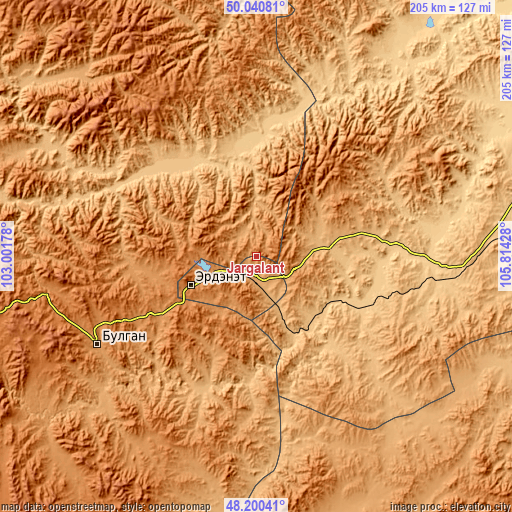 Topographic map of Jargalant
