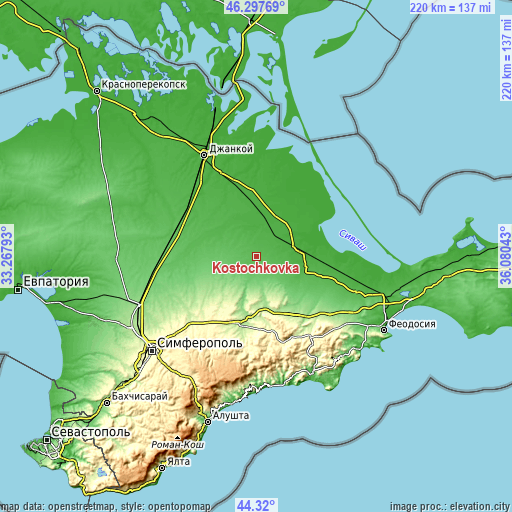 Topographic map of Kostochkovka