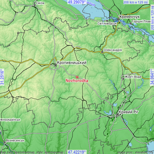 Topographic map of Novhorodka