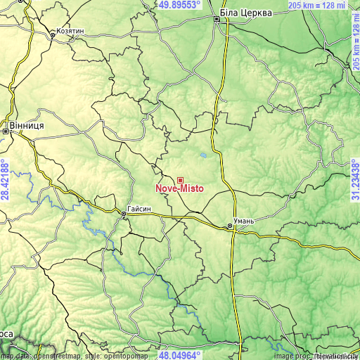 Topographic map of Nove-Misto