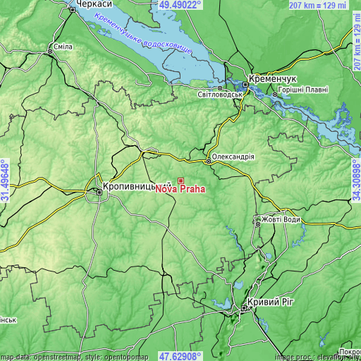 Topographic map of Nova Praha