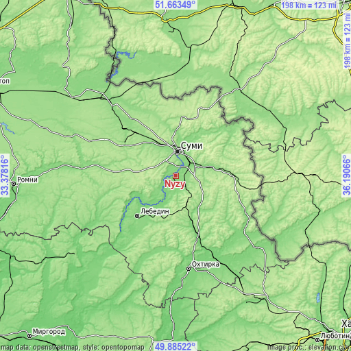 Topographic map of Nyzy