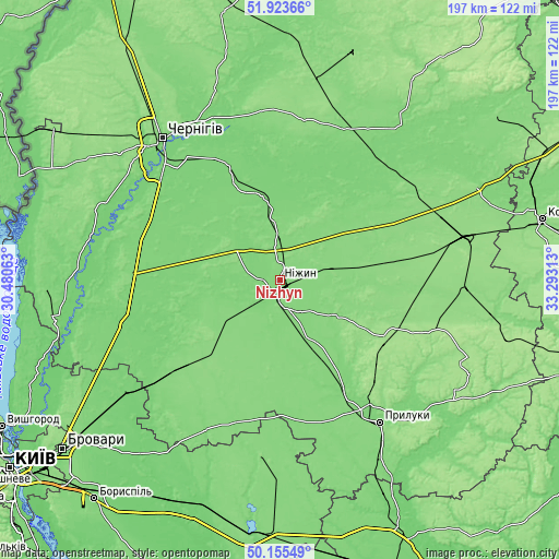 Topographic map of Nizhyn