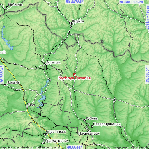 Topographic map of Nyzhnya Duvanka