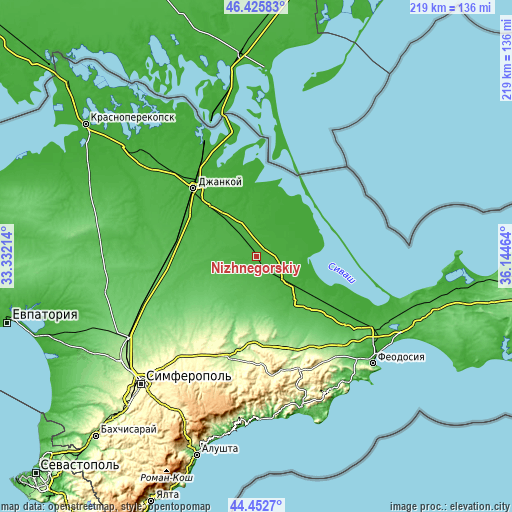 Topographic map of Nizhnegorskiy