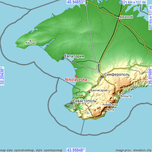 Topographic map of Nikolayevka