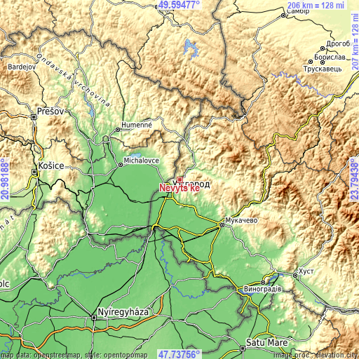 Topographic map of Nevyts’ke