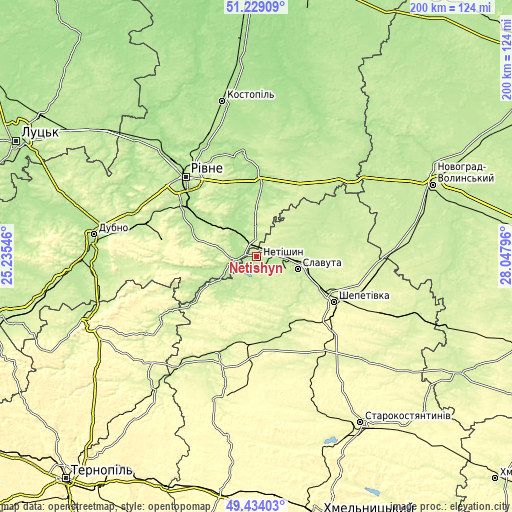 Topographic map of Netishyn