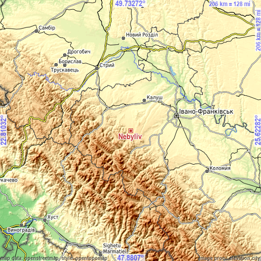 Topographic map of Nebyliv