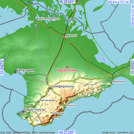 Topographic map of Naydenovka