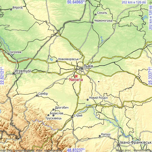 Topographic map of Navaria