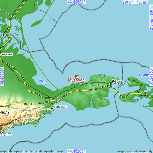 Topographic map of Mysovoe