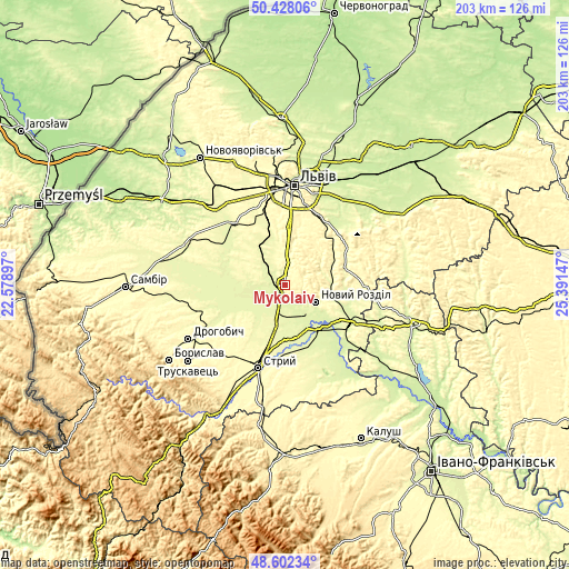 Topographic map of Mykolaiv