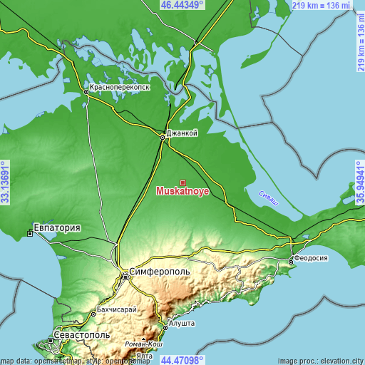 Topographic map of Muskatnoye