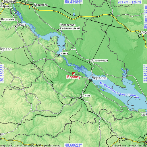 Topographic map of Moshny