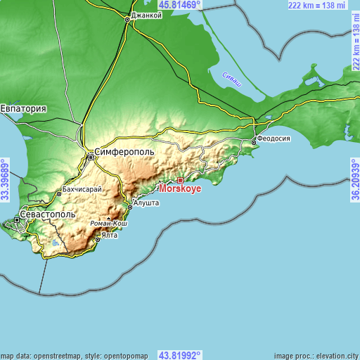 Topographic map of Morskoye