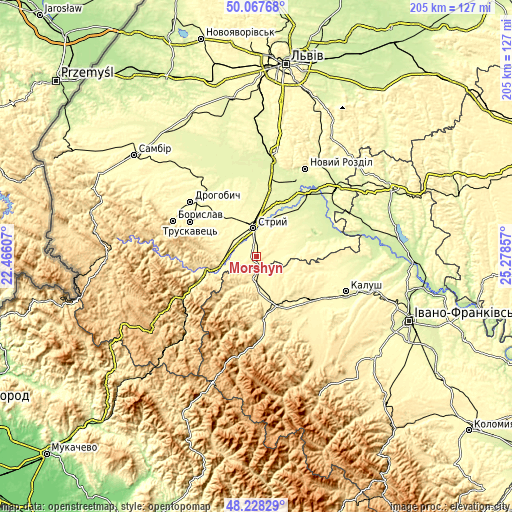 Topographic map of Morshyn