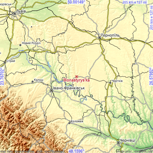 Topographic map of Monastyrys’ka