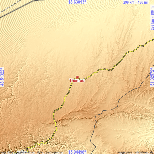 Topographic map of Thamūd