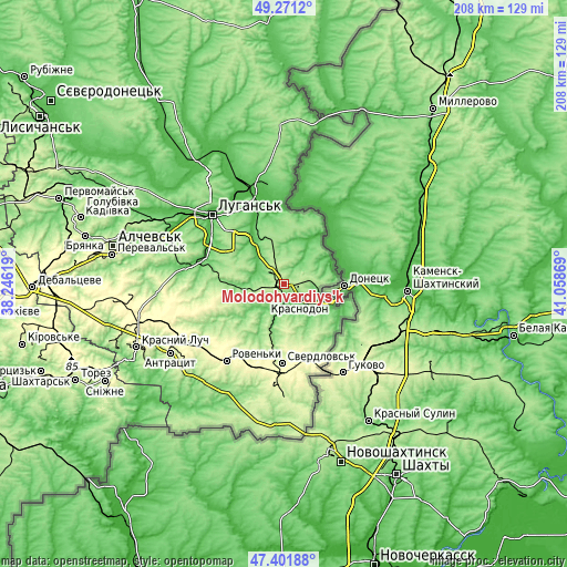 Topographic map of Molodohvardiys’k