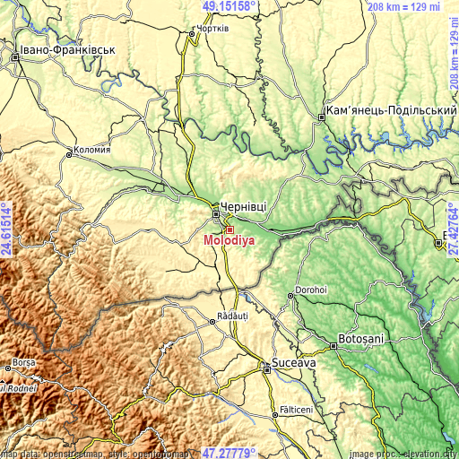 Topographic map of Molodiya