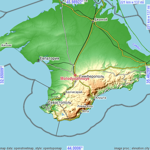 Topographic map of Molodyozhnoye