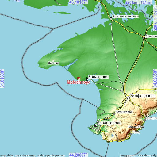 Topographic map of Molochnoye