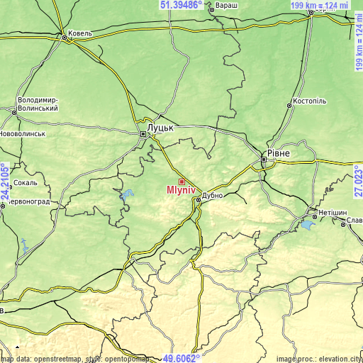 Topographic map of Mlyniv