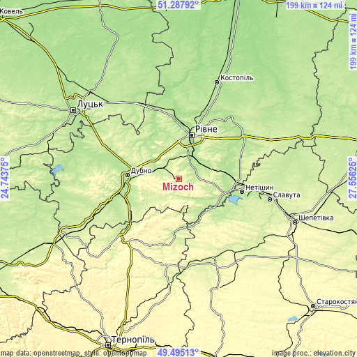 Topographic map of Mizoch