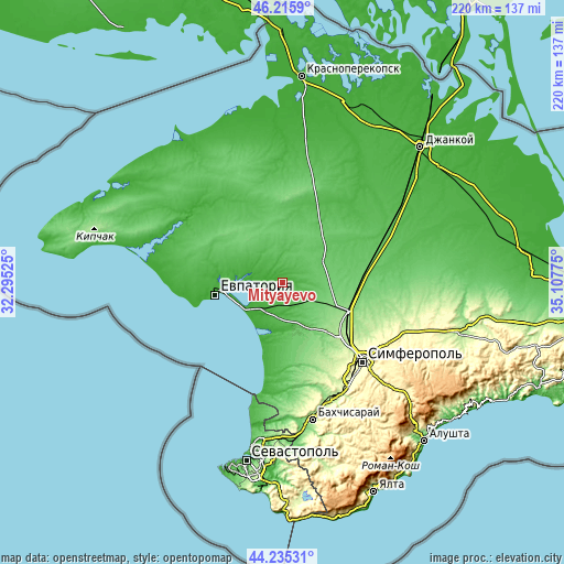 Topographic map of Mityayevo