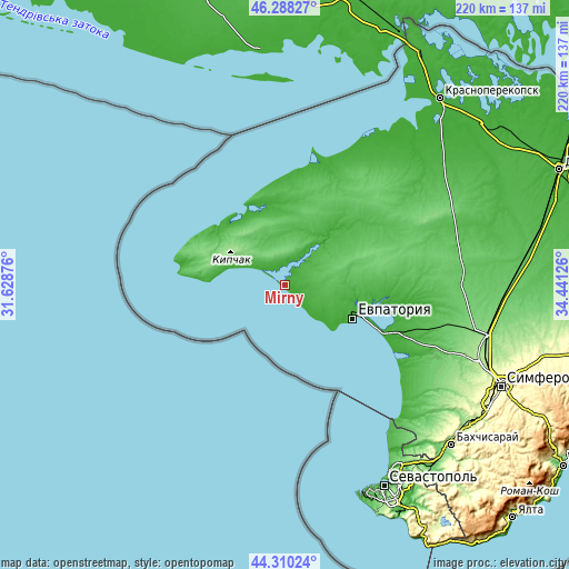 Topographic map of Mirny