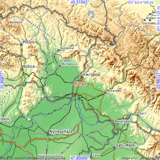 Topographic map of Mynay