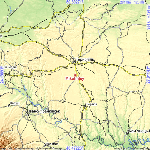 Topographic map of Mikulintsy