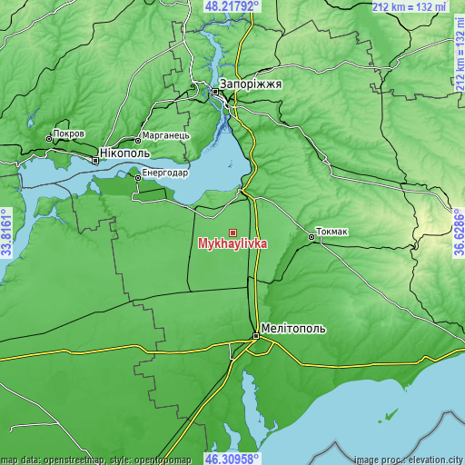 Topographic map of Mykhaylivka