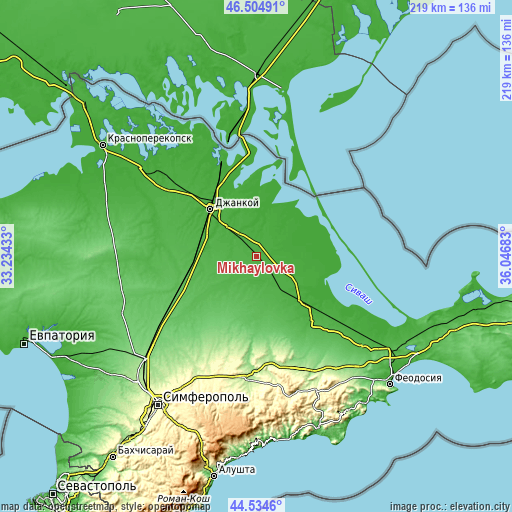 Topographic map of Mikhaylovka