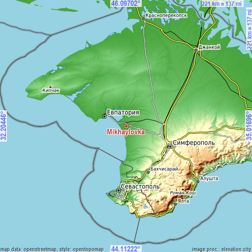 Topographic map of Mikhaylovka