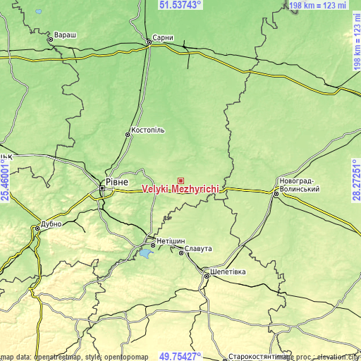 Topographic map of Velyki Mezhyrichi