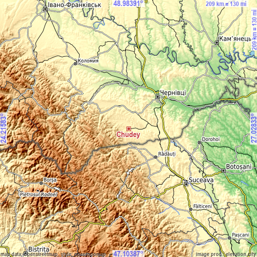 Topographic map of Chudey