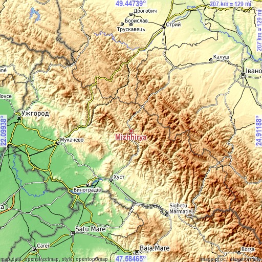 Topographic map of Mizhhirya