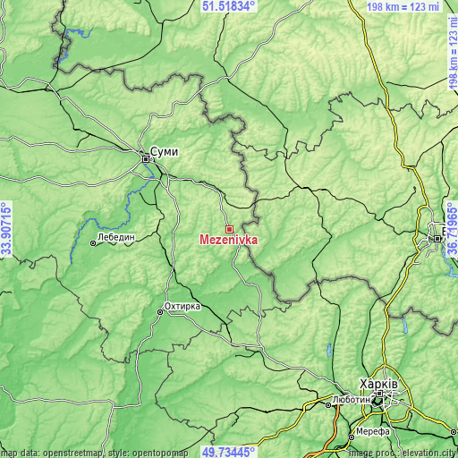 Topographic map of Mezenivka