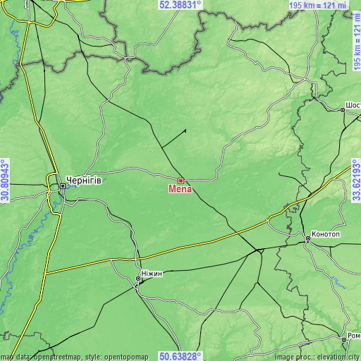 Topographic map of Mena