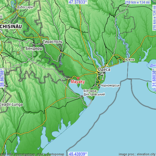 Topographic map of Mayaky