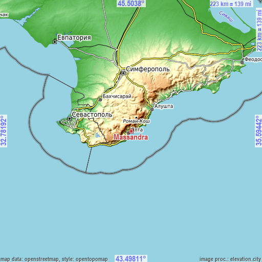 Topographic map of Massandra