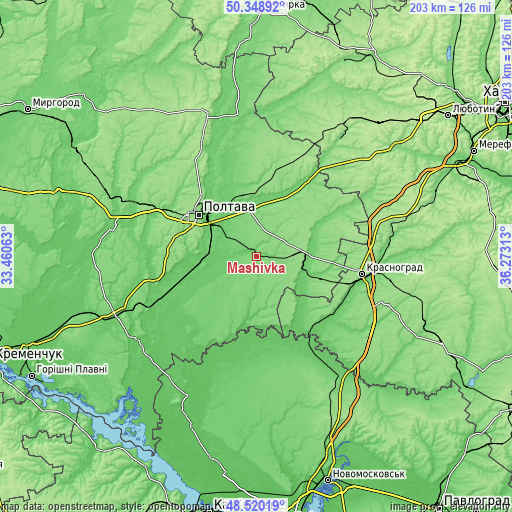 Topographic map of Mashivka