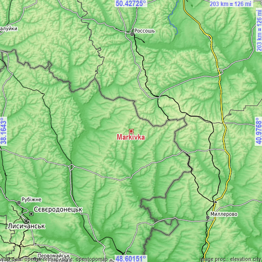 Topographic map of Markivka